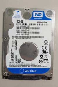 KN1163 WesternDigital HDD 2.5inch WD5000LPVX 500GB 使用時間：64時間