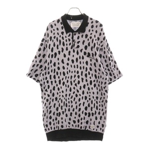 WACKO MARIA ワコマリア 24SS LEOPARD KNIT POLO SHIRT レオパードニット半袖ポロシャツ 24SS-WMK-KN10 グレー