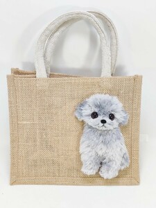 -nyamu-　トイプードルシルバーのおすわりトートバッグ　トートバッグ　かばん　バッグ　ハンドメイド