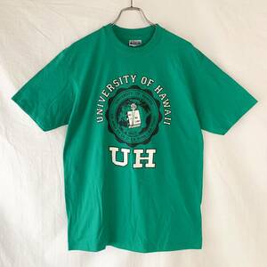 80s USA製 Hanes UNIVERSITY OF HAWAII ハワイ大学 Tシャツ ヴィンテージ 緑 グリーン カレッジ L 検 チャンピオン アイビー アメリカ製