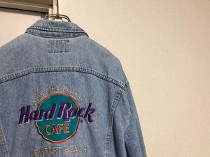 80sヴィンテージMADE IN USAアメリカ製Lee220-5090デニムジャケットHard Rock CafeハードロックカフェGジャンジージャンsizeLビッグサイズ