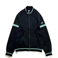 80s 90s 日本製 NIKE トラックジャケット S 黒 ミントグリーン