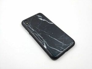 iPhone X 大理石風ケース ソフトカバー ブラック系 リアル