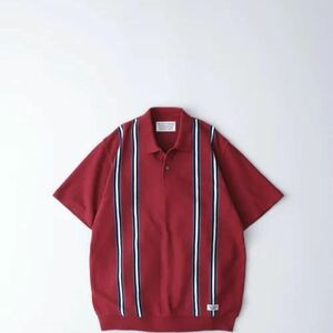 新品 WACKO MARIA 24SS STRIPED KNIT POLO SHIRT ストライプ シルク ニット ポロシャツ 24SS-WMK-KN12 ワコマリア XL レッド