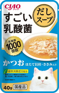 いなばペットフード CIAO すごい乳酸菌だしスープ かつお ほたて貝柱・ささみ入り 40g 猫用フード