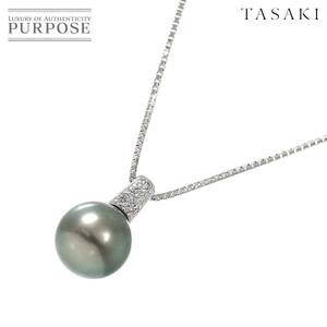 タサキ TASAKI 黒蝶真珠 10.0mm ダイヤ 0.05ct K18 WG ホワイトゴールド 750 パール 田崎真珠 Pearl Necklace 90240591