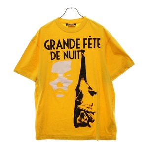 ラフシモンズ 22AW OVERSIZED CUT OUT GRAND FETE DE NUIT オーバーサイズ カットアウト グランド フテ ドゥ ヌー 半袖Tシャツ イエロー