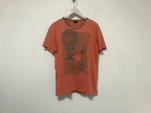 本物ディーゼルDIESELコットンプリント半袖TシャツメンズアメカジサーフミリタリーMオレンジラオス製