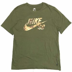 【19年製】NIKE SB CAMO LOGO TEE ナイキ エスビー 半袖Tシャツ メンズS カーキ カモフラ 迷彩柄 コットン クールネック スケボー 正規