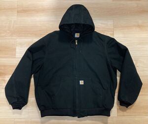 USA製 カーハート Carhartt アクティブジャケット ACTIVE JACKET XXL 2XL ブラック 大き目 ゆるだぼ ダック ダメージ パーカー フーディ