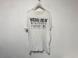 本物ディーゼルDIESELコットンプリントデカビッグ半袖Tシャツメンズサーフアメカジミリタリービジネススーツ2XL白ホワイトXXL