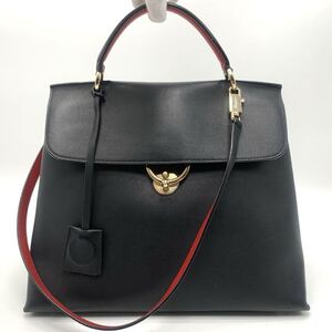 1円【S級美品】Salvatore Ferragamo サルヴァトーレフェラガモ ジェットセット ガンチーニ 2way トートバッグ ハンドバッグ ショルダー 黒 