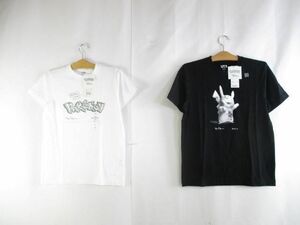 未使用 ユニクロ UNIQLO メンズ Tシャツ ポケモン 160 ホワイト キッズ Ｓサイズ ブラック タグ付き 2点