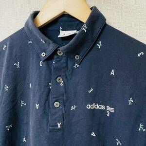 adidas アディダス　ポロシャツ　半袖　ゴルフ　総柄　古着　個性派　メンズ　M