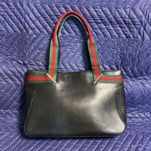 GUCCI グッチ トートバッグ シェリーライン ブラック系 レザー ハンドバッグ