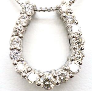 売り切り!!1円〜!!リバーシブル!!▲Pt850 天然ダイヤモンド ネックレス▲D 約4.7g 約44.0cm necklace diamond jewelry EC7/ED3 C62