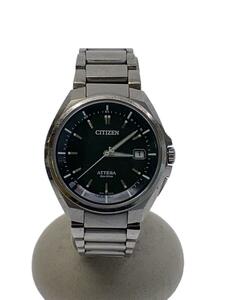 CITIZEN◆ソーラー腕時計/アナログ/ステンレス/BLK/SLV/SS/H110-T016308