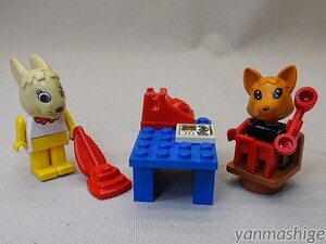 80sビンテージ LEGO Fabuland 3716 オフィスセット：パーツ欠品無し＋掃除人「ウサギのボニー/赤襟」＋キツネのフレディ」 ファビュランド