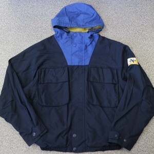 90s NAUTICA セーリング ジャケット ナイロン L ブラック ブルー フルジップ パーカー フード ノーティカ オールド 90年代 ヴィンテージ