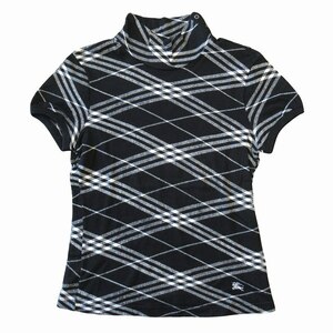 バーバリー ロンドン BURBERRY LONDON チェック ハイネック Tシャツ カットソー 半袖 ロゴ 刺? FAD46-036-09 ブラック/ホワイト