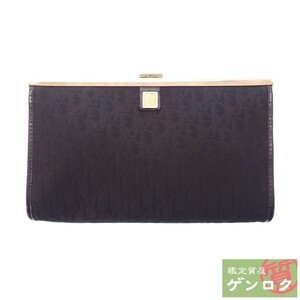 【中古】 クリスチャンディオール トロッター クラッチバッグ キャンバス ブラック 黒 ゴールド金具 ポーチ Christian Dior【質屋】