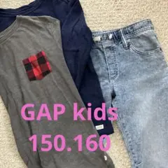 GAP 1969 グレー・ネイビー長袖トップスとライトブルージーンズセット