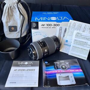 【美品】MINOLTA ミノルタ AF 100-300/4.5-5.6 D APO LS-2300 カメラレンズ レンズフード 取説 箱付き