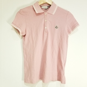 モンクレール MONCLER 半袖ポロシャツ サイズXS MAGLIA POLO MANICA CORTA ピンク×白 レディース トップス