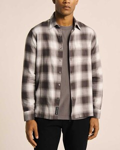 即決 正規品 新品 Abercrombie＆Fitch アバクロンビー＆フィッチ US-S オンブレチェックシャツ Grey Plaid カートコバーン NIRVNA