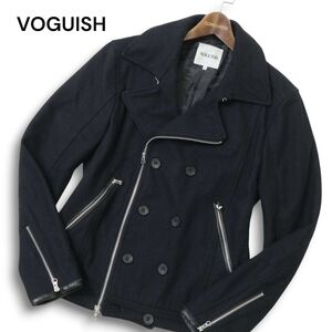 VOGUISH ヴォーギッシュ ルパート 秋冬 メルトン ウール★ ライダース Pコート ジャケット Sz.XL　メンズ 黒　C4T11274_C#N