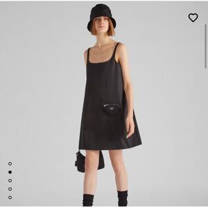 【美品】PRADA プラダ Re-Nylon ポーチ付き ナイロン ワンピース ブラック 黒 三角ロゴ プレート 38 M