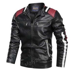 J815☆新品メンズレザージャケット ライダースジャケット バイクジャケット ジャンパー ブルゾン 皮革ジャケット 防寒厚手 3色L~6XL 黒