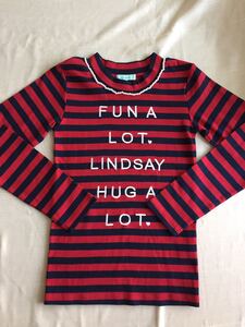 ☆Lindsay☆リンジィ☆パールがかわいい！！☆ボーダーのロングカットソー☆ＬＬ☆１６５☆新品☆