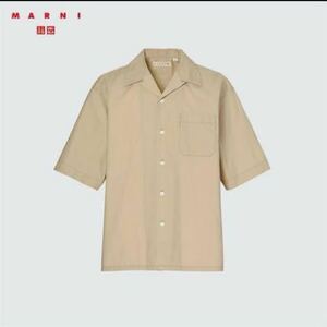 送料無料● 新品●ユニクロ MARNI オーバーサイズオープンカラーシャツ M ベージュ