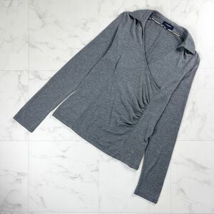 美品 BURBERRY バーバリー カシュクール風Tシャツ 長袖カットソー トップス レディース ダークグレー サイズ2*NC1046