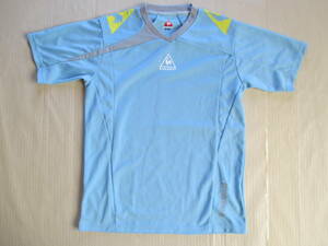 送料210円 le coq sportif 半袖 Vネック ロゴ プリント Tシャツ 水色 160 身幅47cm ルコック スポーツ カットソー 部屋着 作業着