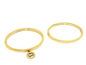 ■美品■ MICHAEL KORS マイケルコース ラインストーン ブレスレット バングル アクセサリー レディース 2点セット ブロンズ系 DF9797