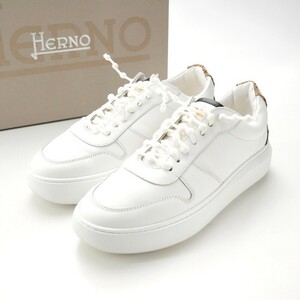 GQ7655 2023年製*HERNO/ヘルノ*SH001DM SHOE6*レザー*ローカットスニーカー*36/23.4cm 靴*イタリア製*ホワイト