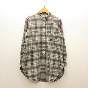 【さ028】Penfield チェック柄シャツ Mサイズ ライトブルー 長袖 ゆったり 両裾スリット 綿100% ブランド古着 ペンフィールド 送料無料