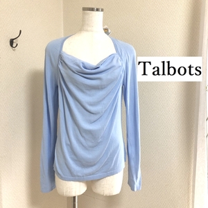 タルボット TALBOTS 接触冷感 サマーニット 長袖 ライトブルー 水色 S 40代 50代 無地