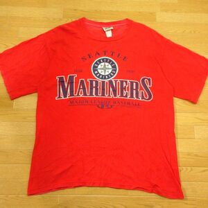 ◎希少！MLB シアトル マリナーズ Lee製 2002年◆ユニフォーム Tシャツ 野球 ヴィンテージ◆メンズ 赤 Mサイズ◆A5980