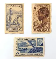 外国切手　ヴィンテージ　コートジボワール　3種