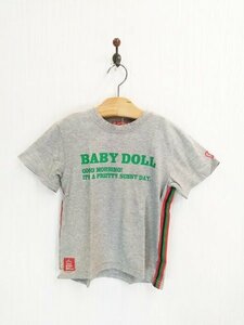 KU0679 ○送料無料 古着 BABYDOLL ベビードール キッズ 半袖 カットソー 綿100% サイズ130㎝ グレー ブランド ロゴ サイド ストラップ