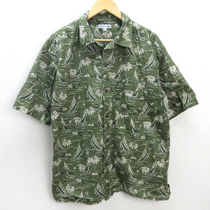 D■ユニクロ/UNIQLO×reyn spooner 半袖開襟シャツ/アロハ 331-444646【XL】緑/MENS/106【中古】