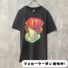 古着 used　IT　イット　半袖　プリントTシャツ　黒　ブラック　ムービーT　ホラー　映画　ピエロ　ペニーワイズ　キャラクター　レトロ　デザイン　クルーネック　春夏服　メンズ　レディース