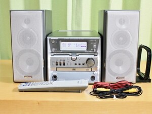 希少動作品●Victor/ビクター UX-WD70-H(CA-UXWD70-H) DVD・CD・ダブルMD・カセット・ミニコンポ CD-MD4倍速録音可●リモコン/アンテナ付き