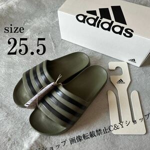 送料無料 25.5cm 新品 adidas アディダス アディレッタ アクア サンダル Adilette Aqua スライド 黒 ブラック カーキ メンズ HP9392