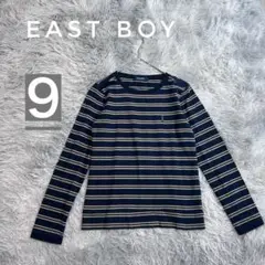 EAST BOY ランダムボーダー長袖カットソー　肩ボタン