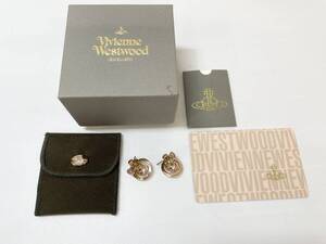 F5414o Vivienne Westwood ヴィヴィアンウエストウッド プチオーブ ラインストーン ピアス ピンクゴールド系 箱付 現状品