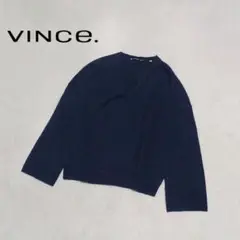 ビンス　vince.　カシミヤ100％　Vネックニット　ネイビー　Lサイズ